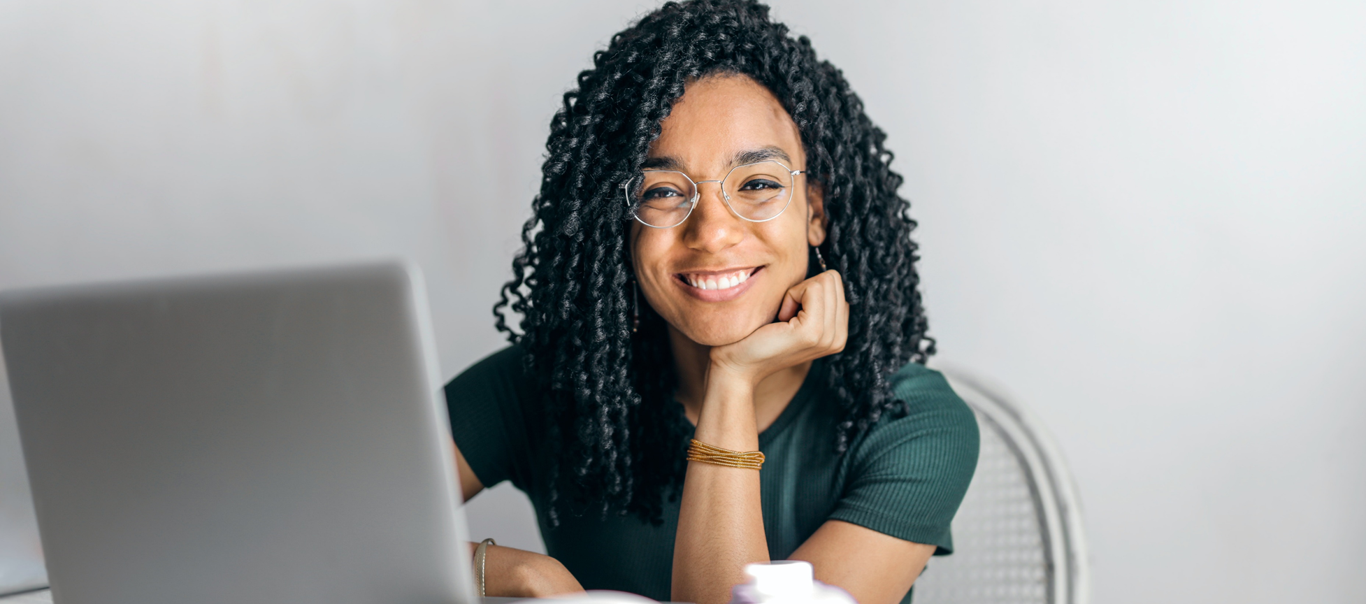 Woman studying on a laptop