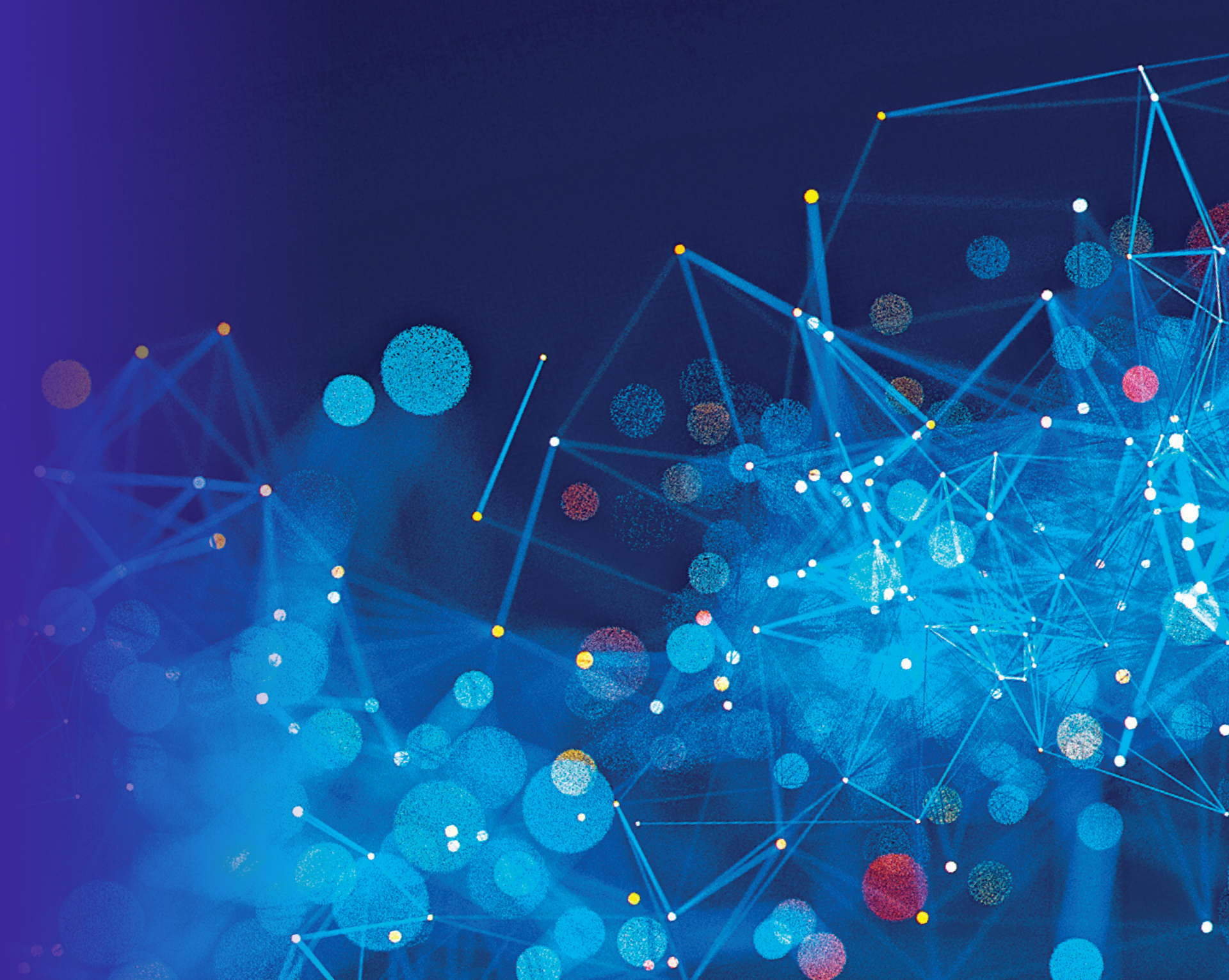 An abstract field of interconnected points of blue light