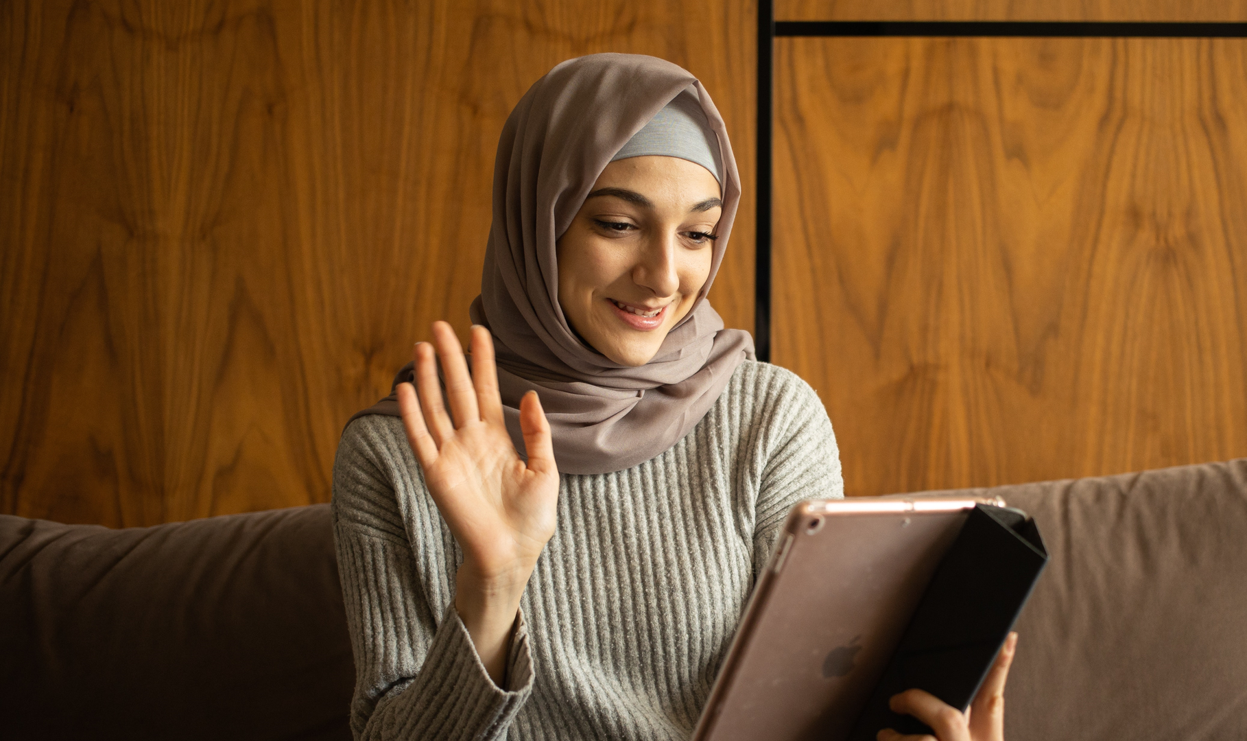 A pharmacist on a video call