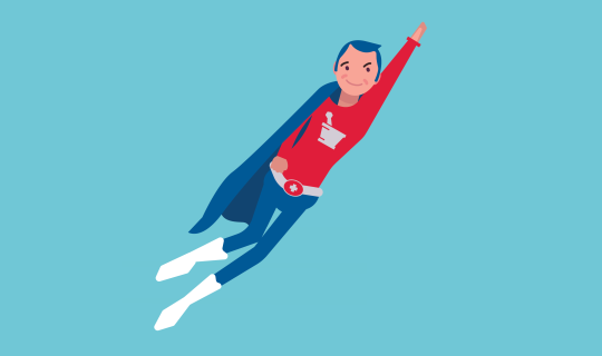 Pharmacist superhero flying